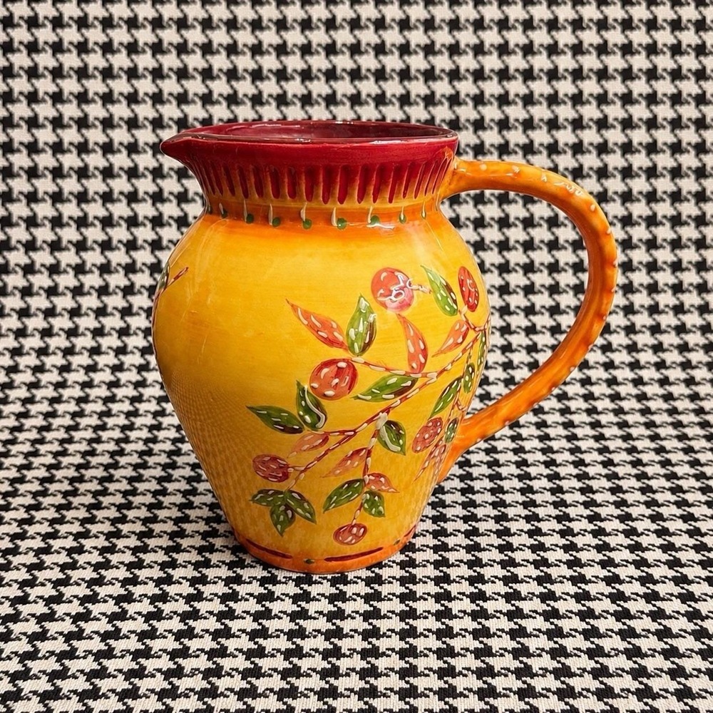 Ambiance Collct Orchard Nanette Vacher Hand Painted Ceramic Pitcher Orangella